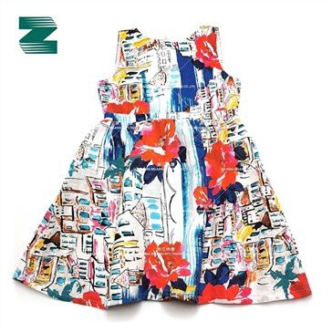 Zig'ir to'quv dumaloq bo'yinli yengsiz bosma libos